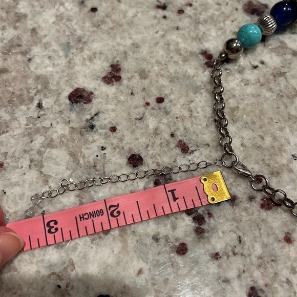 Faux Turquoise bib necklace with oversized beads, fashion necklace 8”+3”extender - Picture 7 of 10